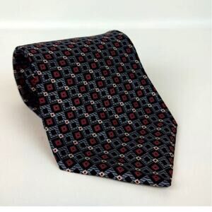 Geoffrey Beene Square Print Gray, Red tie